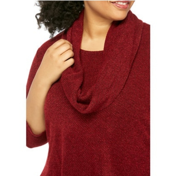 New Directions Plus Size Hacci Knit Cowl Neck Top - Picture 4 of 5